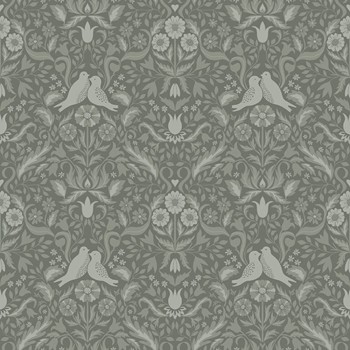 Pattern wallpaper pigeons green Ekbacka 014029