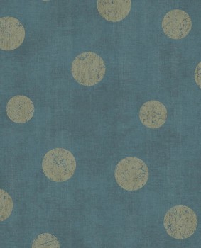 Eijffinger Lino 55-379044 Petrol non-woven wallpaper dots gold