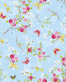 Eijffinger PIP Studio 55-375071, Vliestapete hellblau bunte Blumen