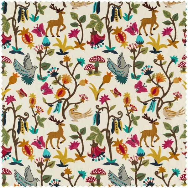 animals, flowers and plants beige furnishing fabric Sanderson Arboretum 237324