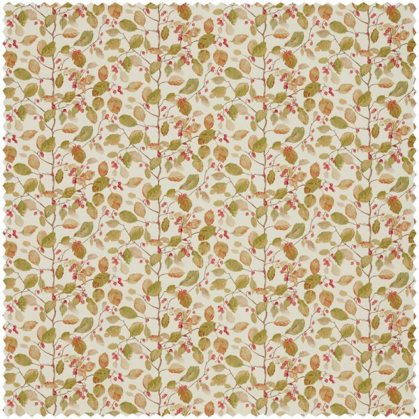 Leaf tendrils and wild berries cream furnishing fabric Sanderson Arboretum 225530