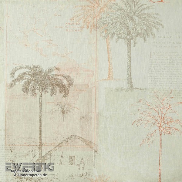 36-PSP66591132 Caselio - Passport Texdecor beige palms wallpaper