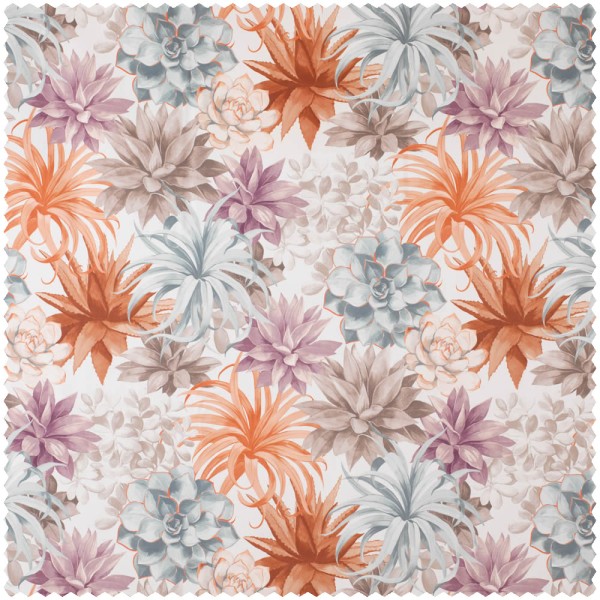 Natural pattern decorative fabric white and pastel Casadeco - Botanica Texdecor BOTA86114157