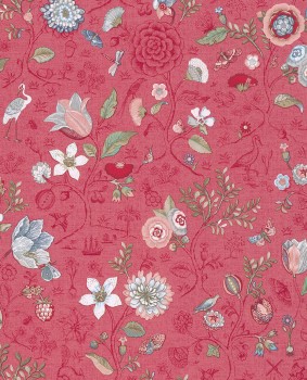 Eijffinger PIP Studio 55-375004, Vliestapete rot blumen