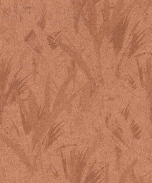 leaf pattern terracotta non-woven wallpaper Concrete Rasch 520767