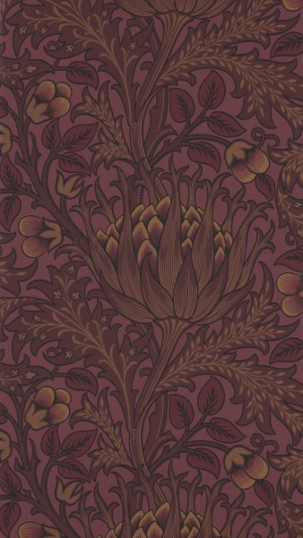 wallpaper large artichokes dark red DCMW216850