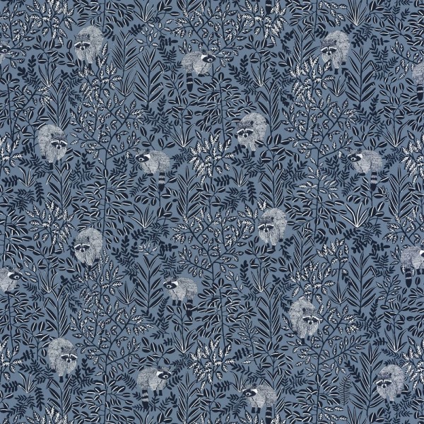 36-HYG100546911 Texdecor Caselio - Hygge blue raccoon wallpaper