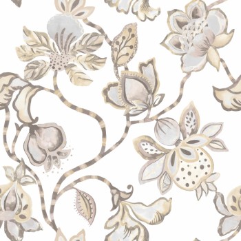 Wilde Dschungelblumen Vinyltapete cream Materika Rasch Textil 227021