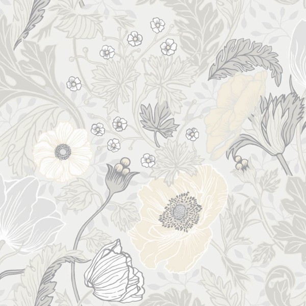 non-woven wallpaper flowers grey 034032