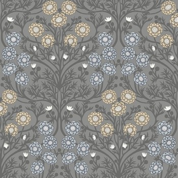 Wallpaper non-woven flowers gray Ekbacka 014016