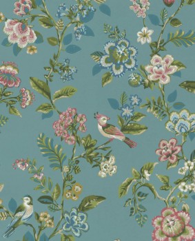 Eijffinger PIP Studio 55-375062, Vliestapete petrol Blumen