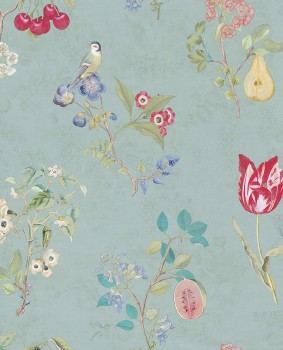 Eijffinger PIP Studio 55-375022, Vliestapete hellblau Blumenmuster