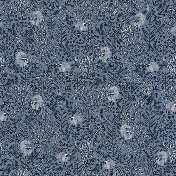 36-HYG100546911 Texdecor Caselio - Hygge blue raccoon wallpaper