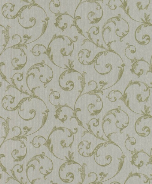 non-woven wallpaper tendril pattern gray and green 88891