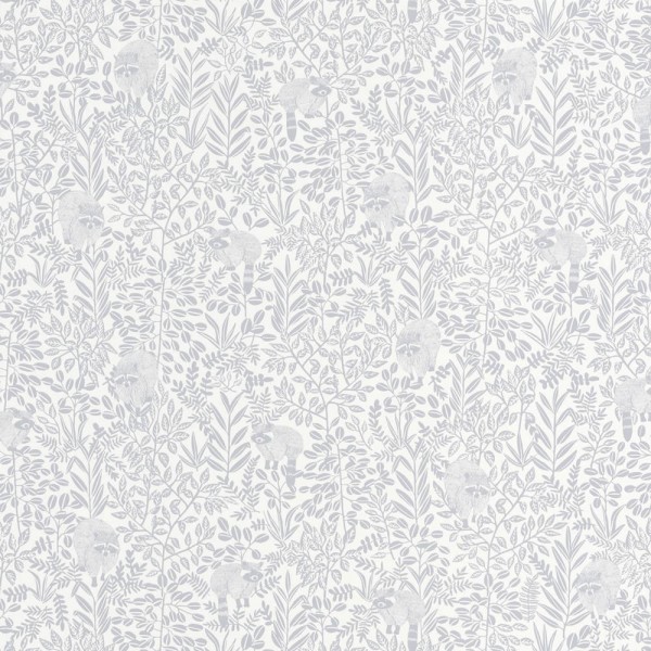 36-HYG100549100 Wallpaper Caselio - Hygge raccoon white blue gray